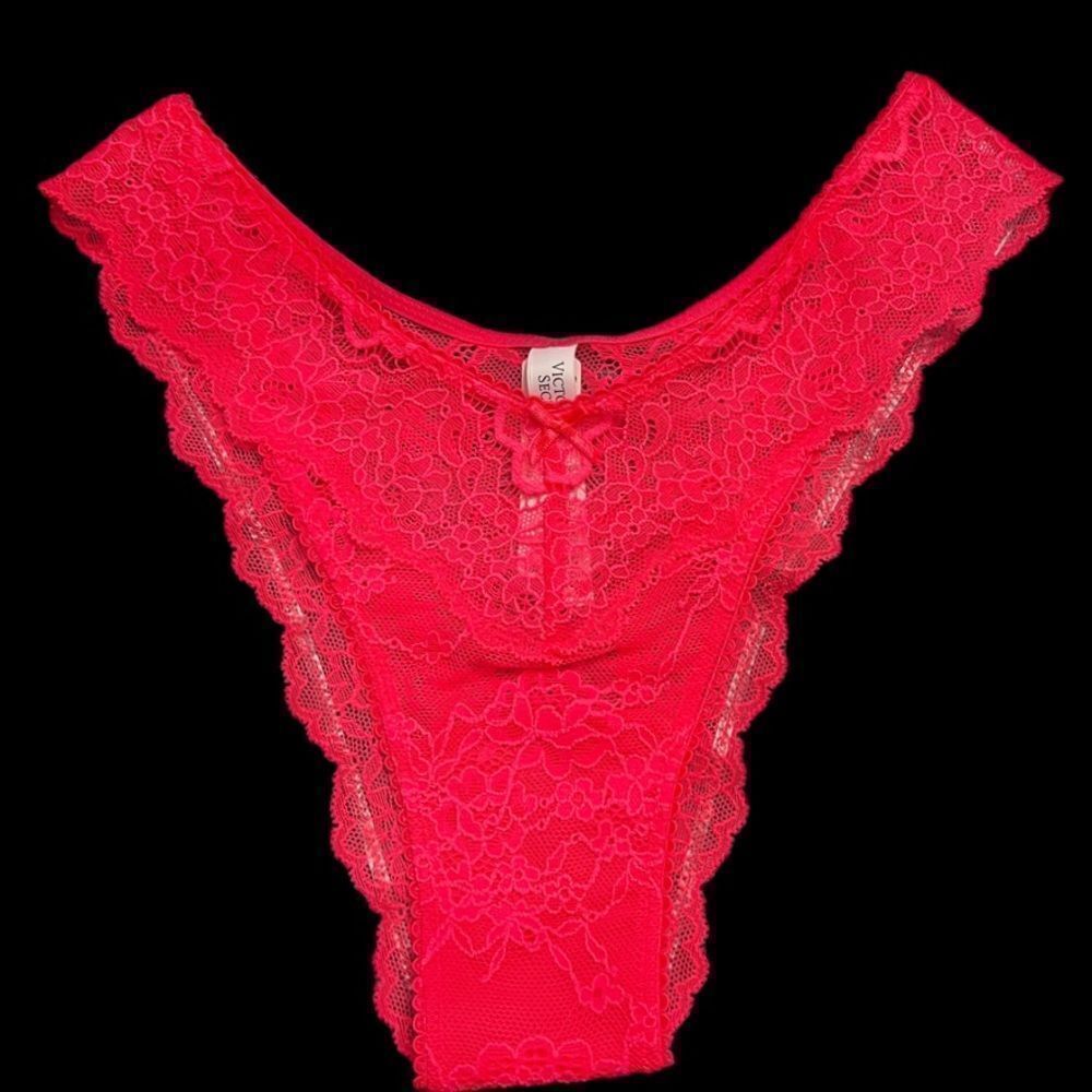 Victoria’s Secret Dream Angels high leg lace Brazilian slip panty Coral - Picture 2 of 9